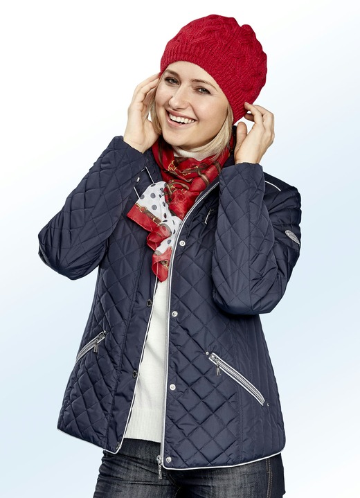 Kurz - Jacke mit Steh-Umlegekragen, in Größe 036 bis 052, in Farbe NAVY