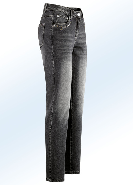 - Jeans mit schönem Nietenbesatz, in Größe 017 bis 052, in Farbe SCHWARZ Ansicht 1