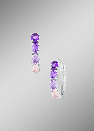 Creolen mit echt Amethyst und echt Rosenquarz