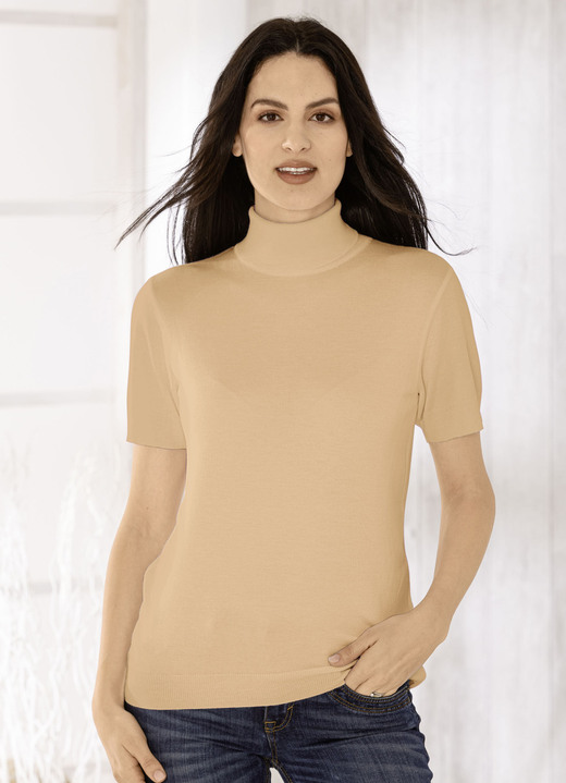 Basics - Pulli in edel glänzender Qualität, in Größe 036 bis 052, in Farbe CAMEL Ansicht 1