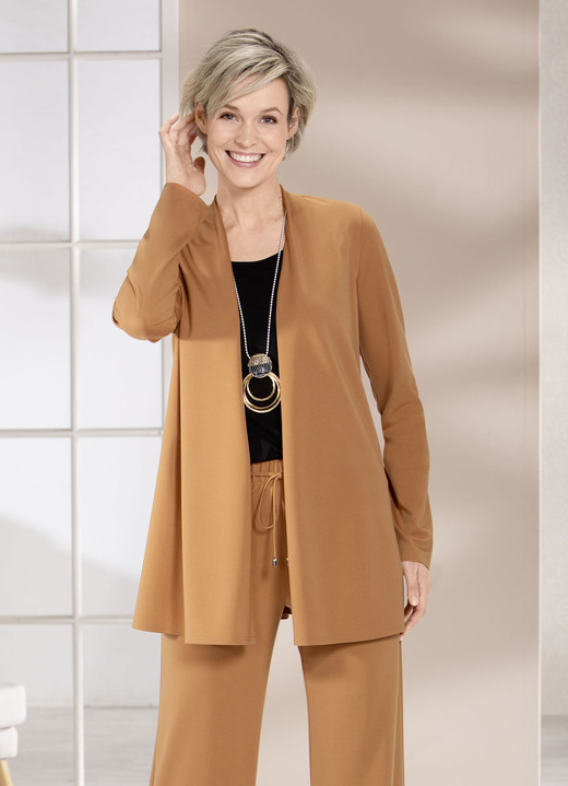 Shirtjacken - Shirtjacke in verschlussloser Form in 2 Farben, in Größe 038 bis 054, in Farbe CAMEL Ansicht 1