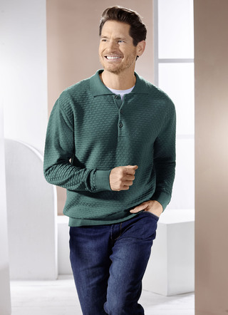 Polopullover mit kurzer Knopfleiste in 3 Farben