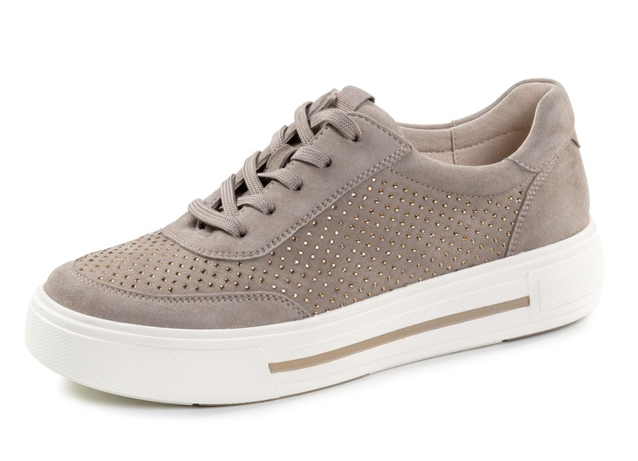 Slipper & Schnürschuhe - ELENA EDEN Sneaker aus feinem Veloursleder, in Größe 3 1/2 bis 8, in Farbe TAUPE Ansicht 1